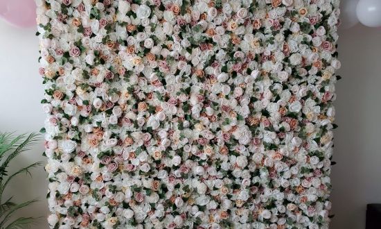 Ivory Gold Champagne Flower Wall For Wedding