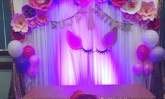 glittery unicorn pink paperflower