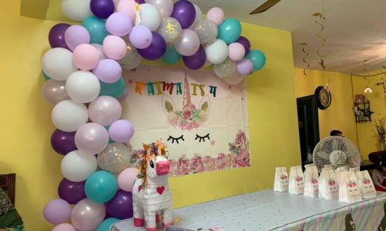 pink unicorn balloon garland