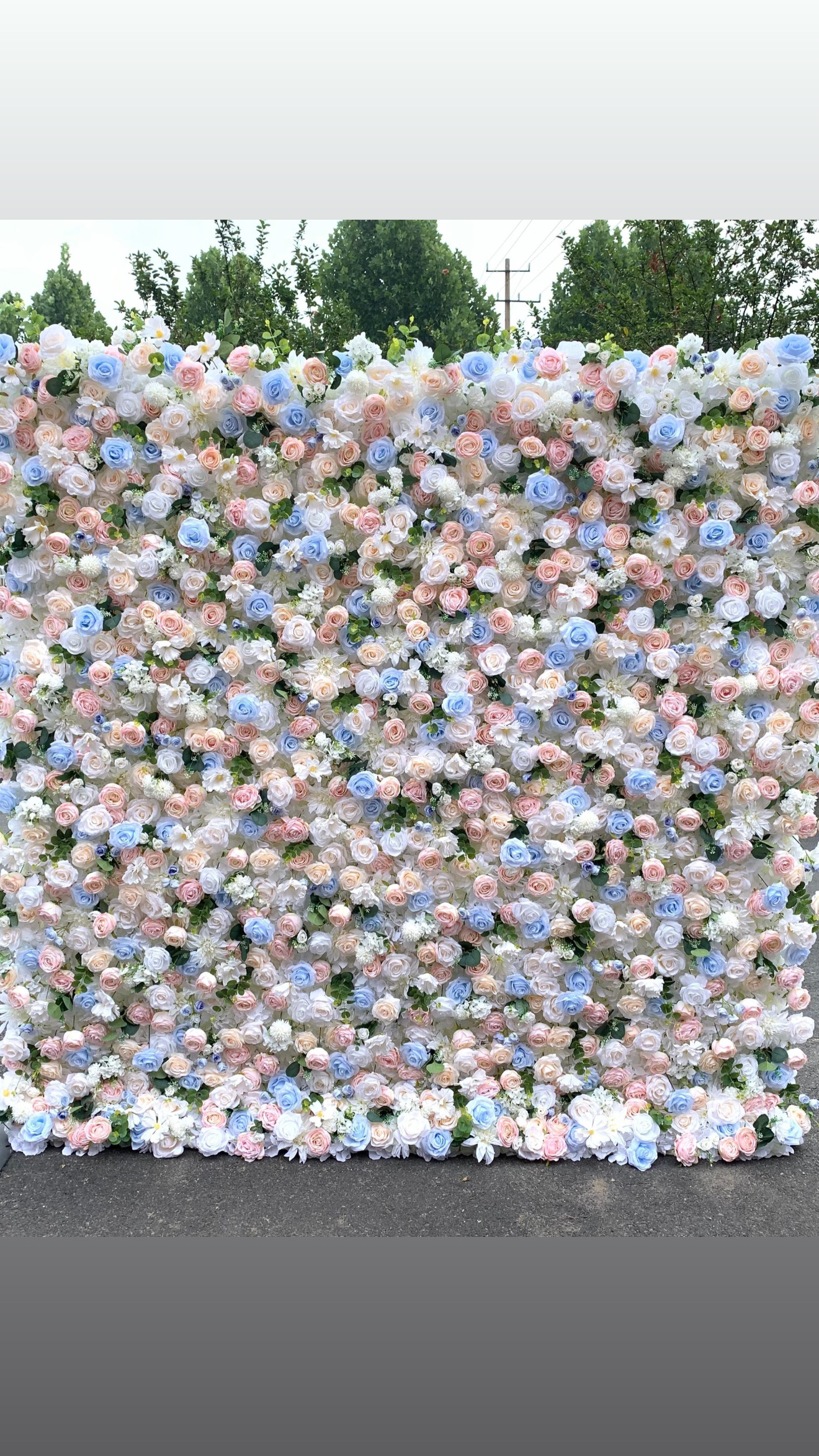 Luxe blue pink harmony flower wall rental in Toronto