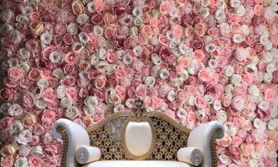 Pink Beige Rose and Peony Flower Wall